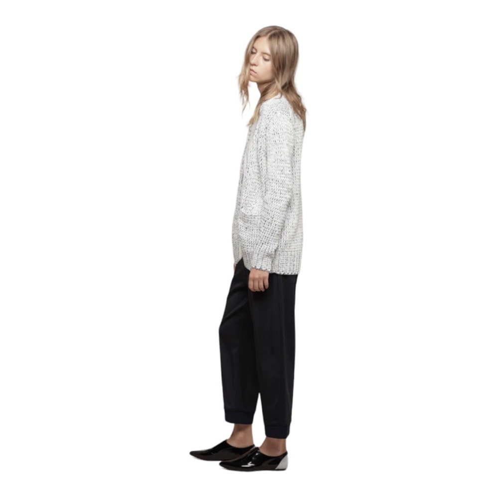 3.1 PHILLIP LIM Double Collar V-Neck Marled Yarn Wool Blend Cardigan chunky knit - Picture 4 of 16